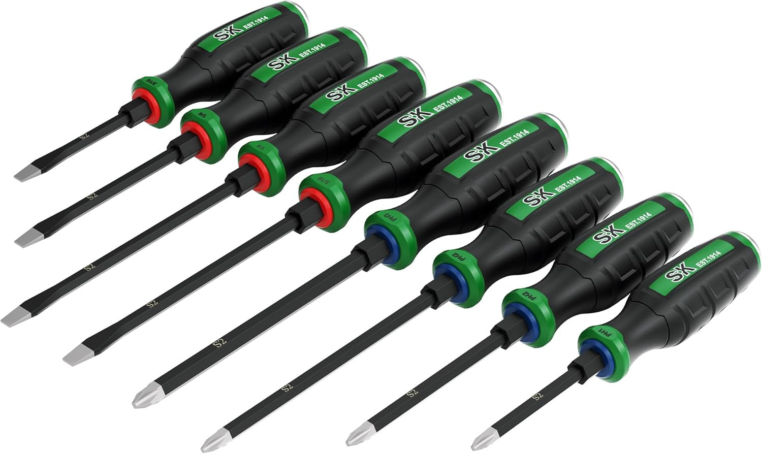 SK 8-Piece Heavy Duty Screwdriver Set, Demolition Driver, Slotted and Phillips,