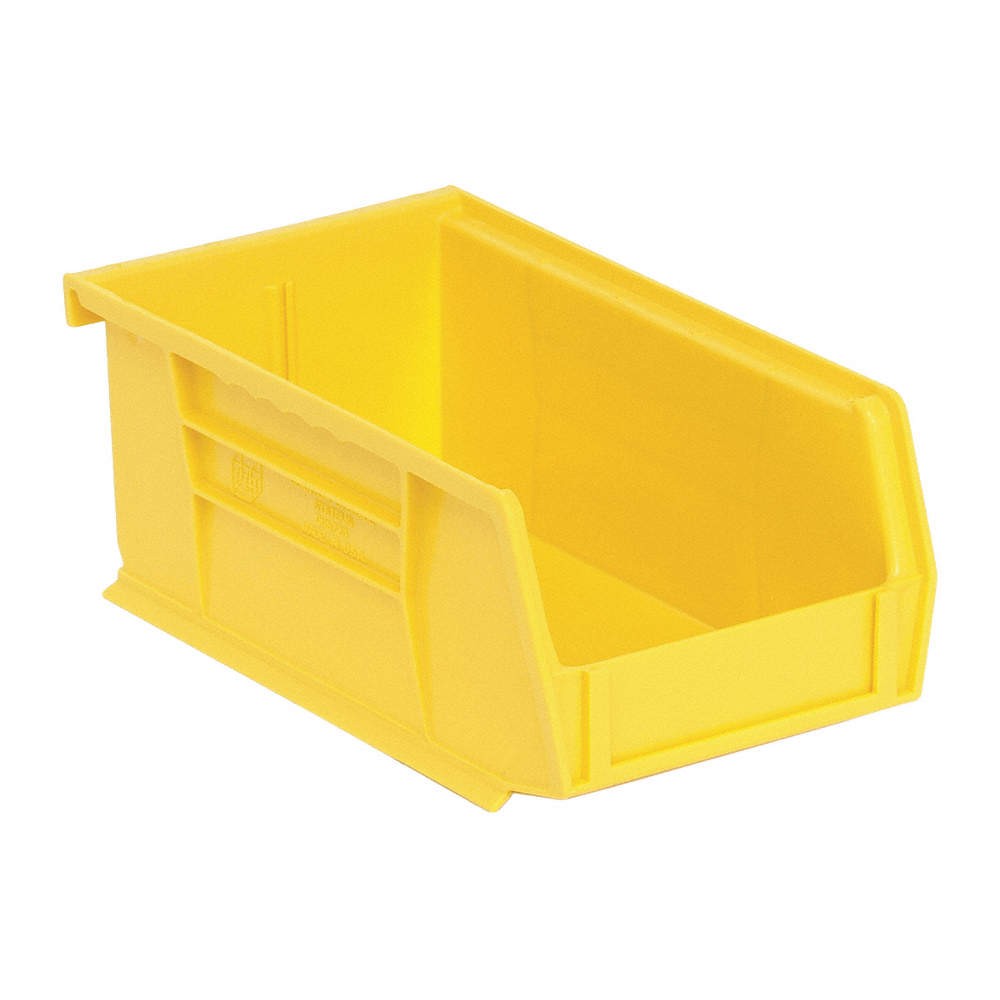 QUANTUM STORAGE SYSTEMS QUS220YL Hang and Stack Bin,Yellow,PP,3 in PK 10