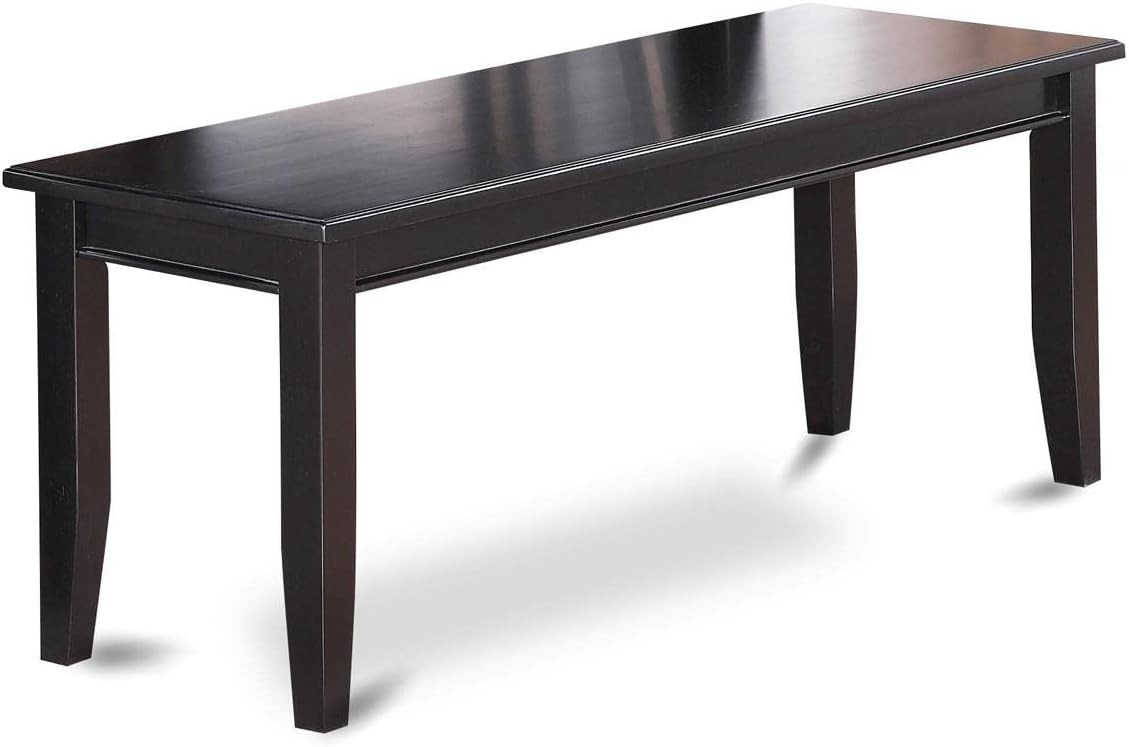 DUB-BLK-W Dudley Dining Bench with Wooden Seat 51x15x17 Inch Black