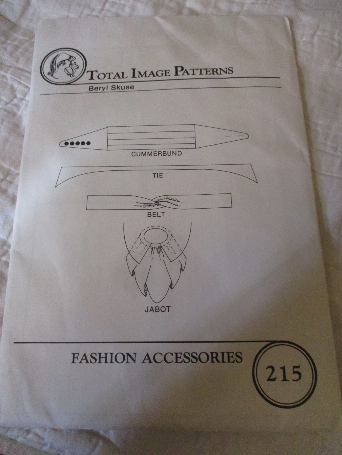 Total Image Patterns Cummerbund Tie Belt Jabot #215 Uncut Sewing Beryl Skuse