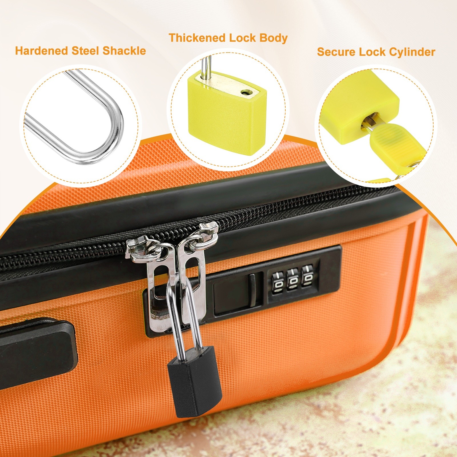 2 Pcs Padlock with Keys Long Shackle Waterproof Keyed Locks Yellow