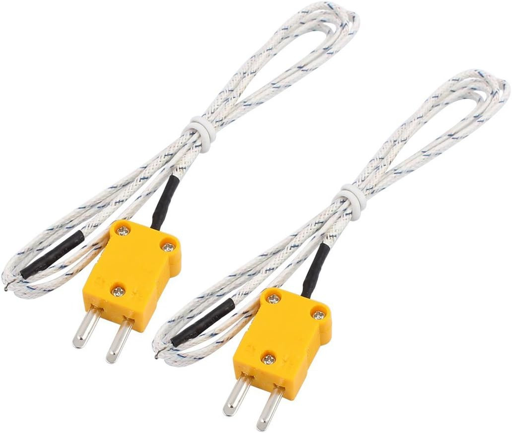 2 Pcs K Type 800C Wire Lead Measuring Thermocouple Sensor 1M 3.3Ft