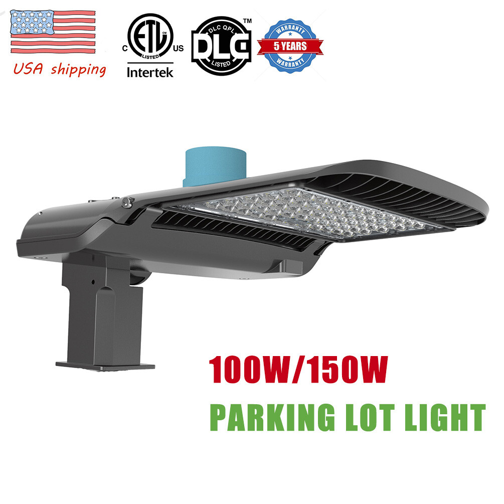 LED Shoebox Area Light with Photocell 100W 150W Parking Lot Pole Lights 5000K