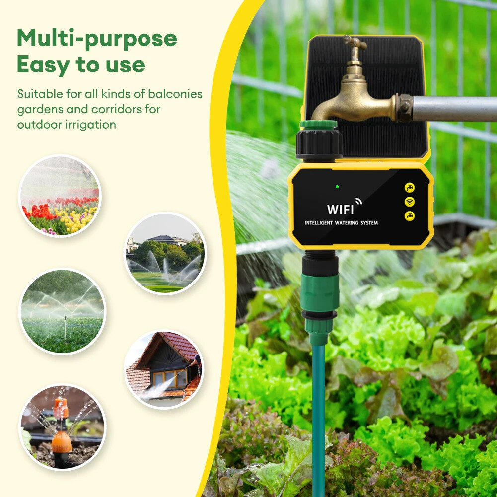 WIFI Smart Valve Controller Solar Automatic Water Irrigation Sprinkler Timer New