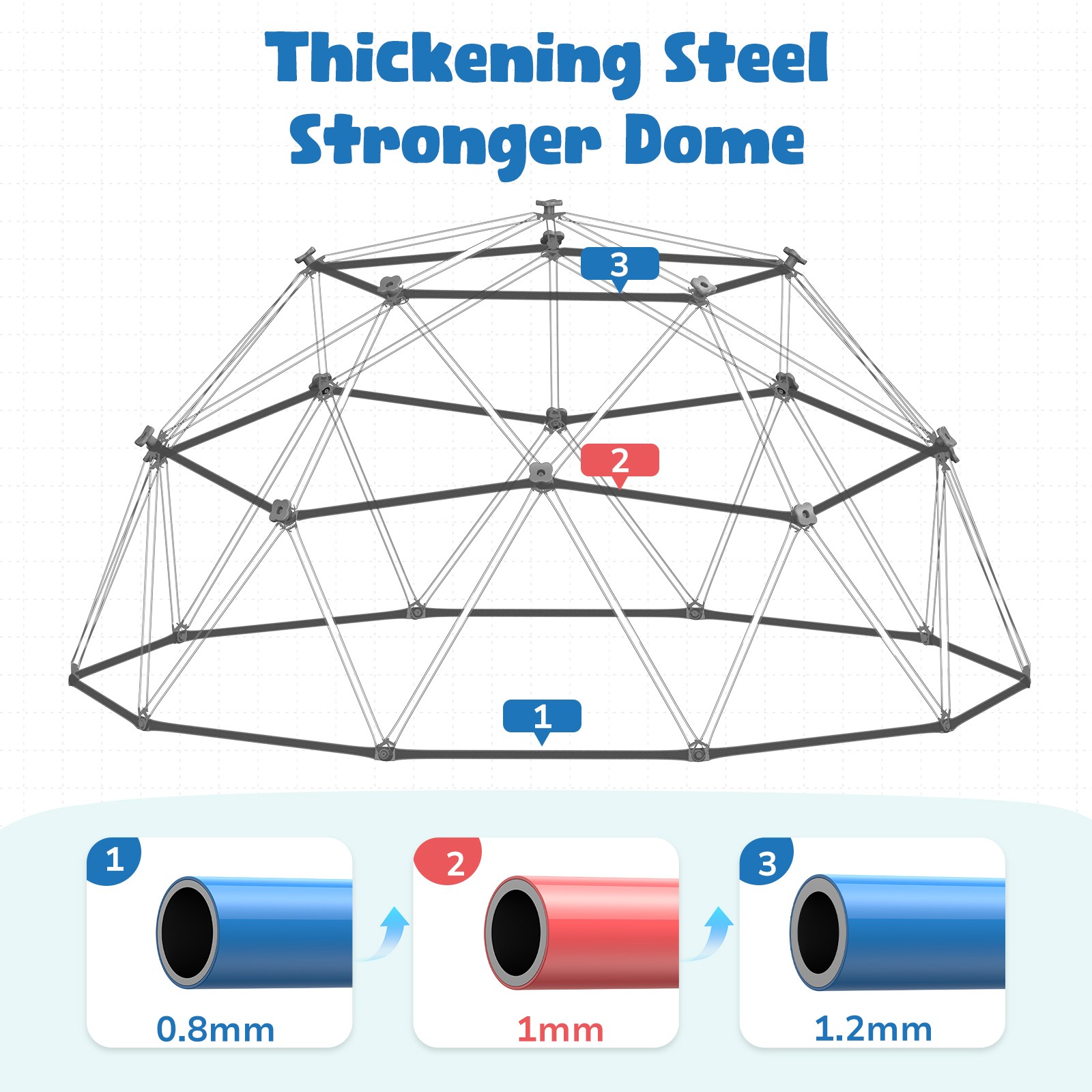 10ft Climbing Dome with LED Saucer Swing Jungle Gym Outdoor Fun Dome Swing Set