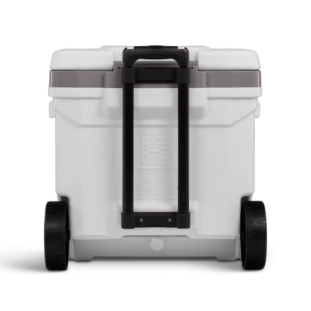 Igloo Marine Latitude 60qt Rolling Cooler - White: Retractable Handle,