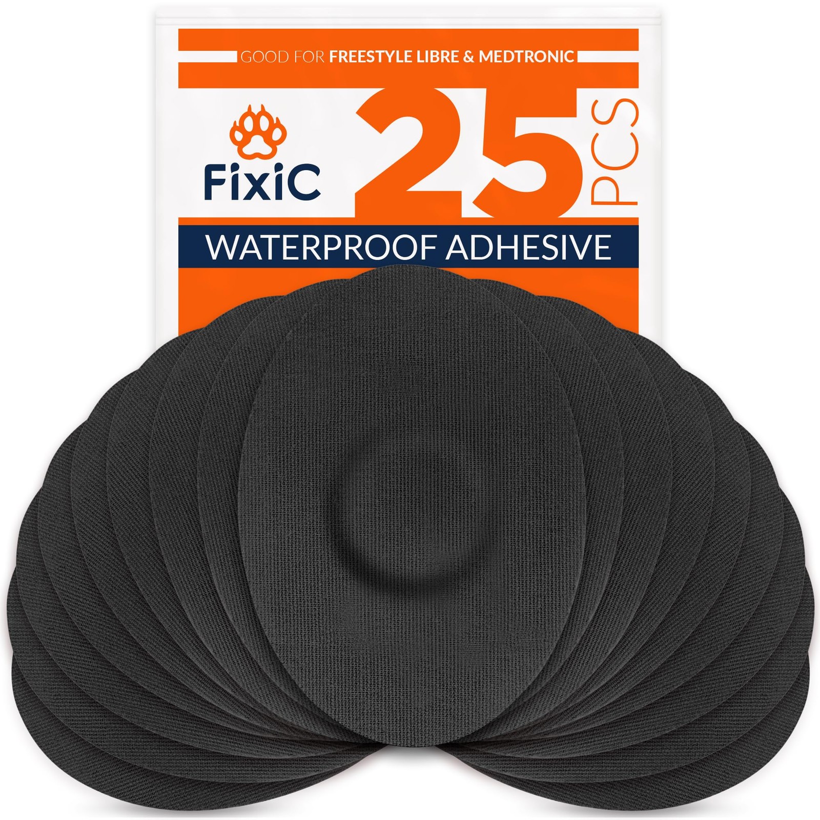 FixiC Freestyle Adhesive Patches 25 PCS – Good 1 Count (Pack of 25), Black