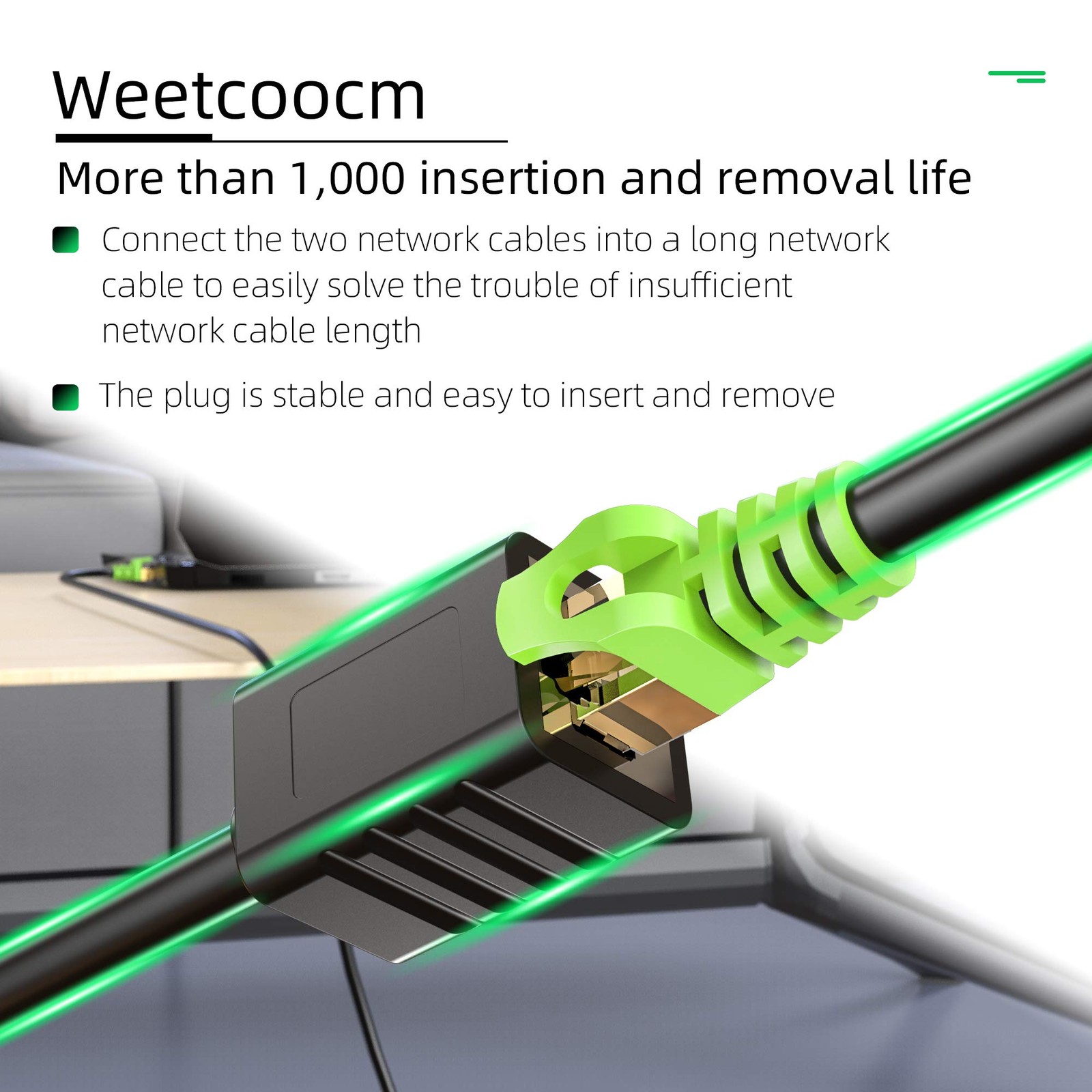 Weetcoocm Ethernet Extension Cable 20ft, Network Cat6a Patch 20FT