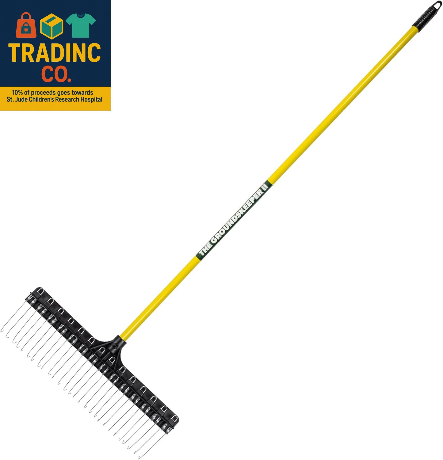 Rake 55" Lightweight Fiberglass Handle 21" Head Durable Steel Tines