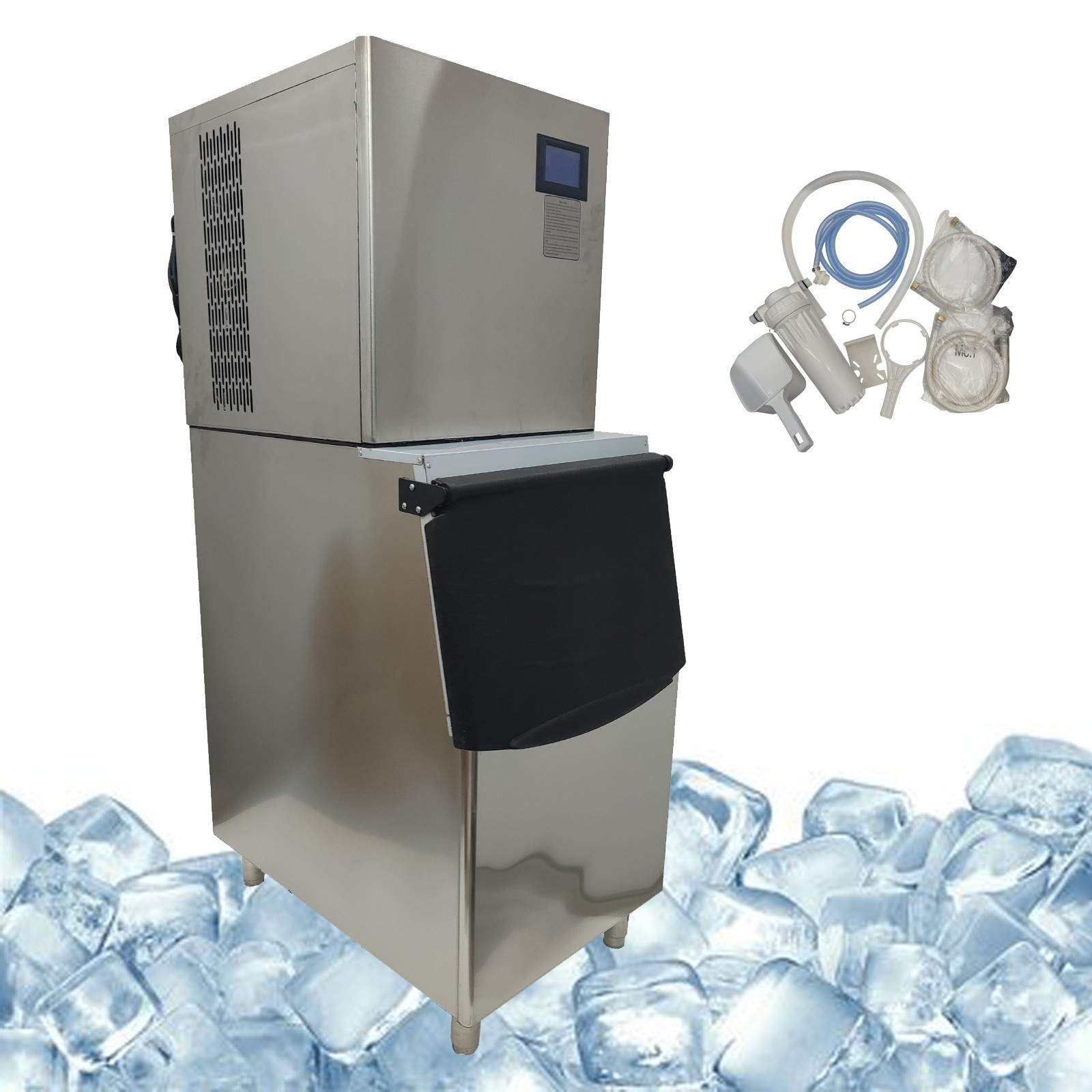 110V Commercial Ice Maker Auto Air Cooling Ice Cube Maker Machine 550LBS/24H