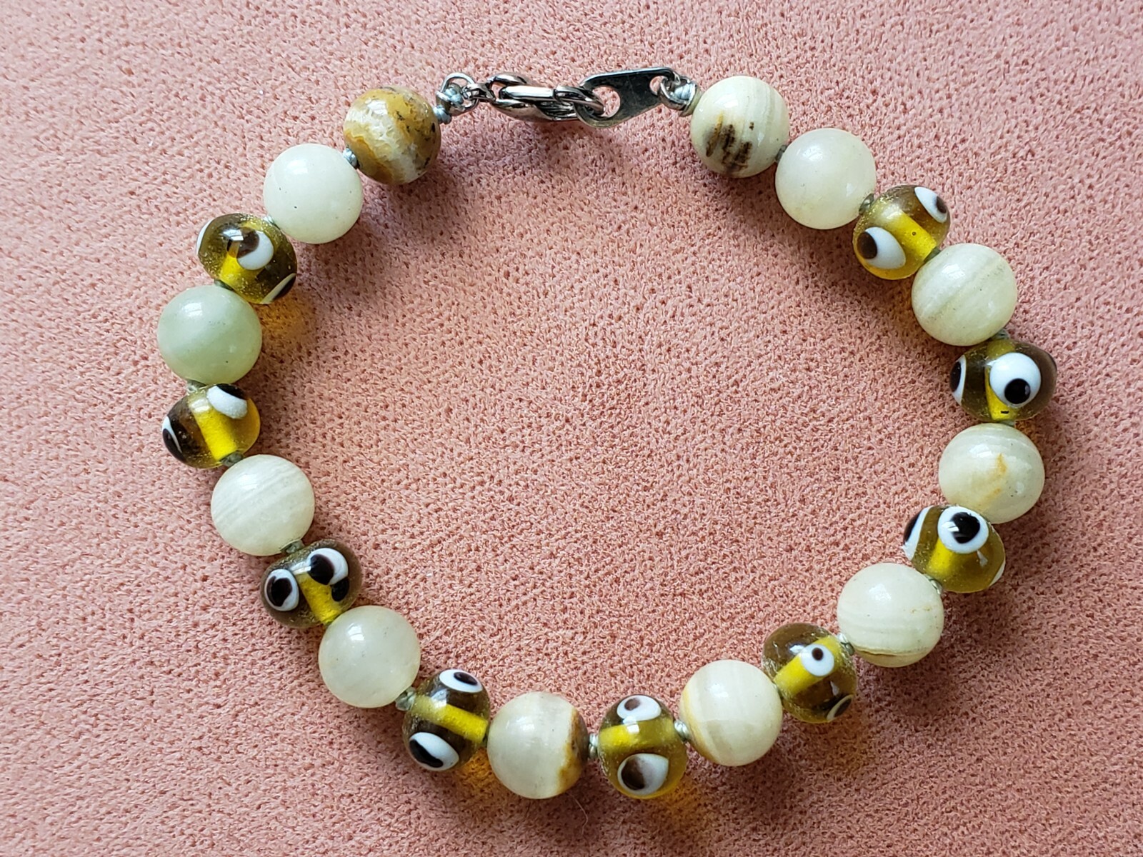 GENUINE * STONE * BRACELET 7" Long, 8mm STONES, Hand-Made in USA
