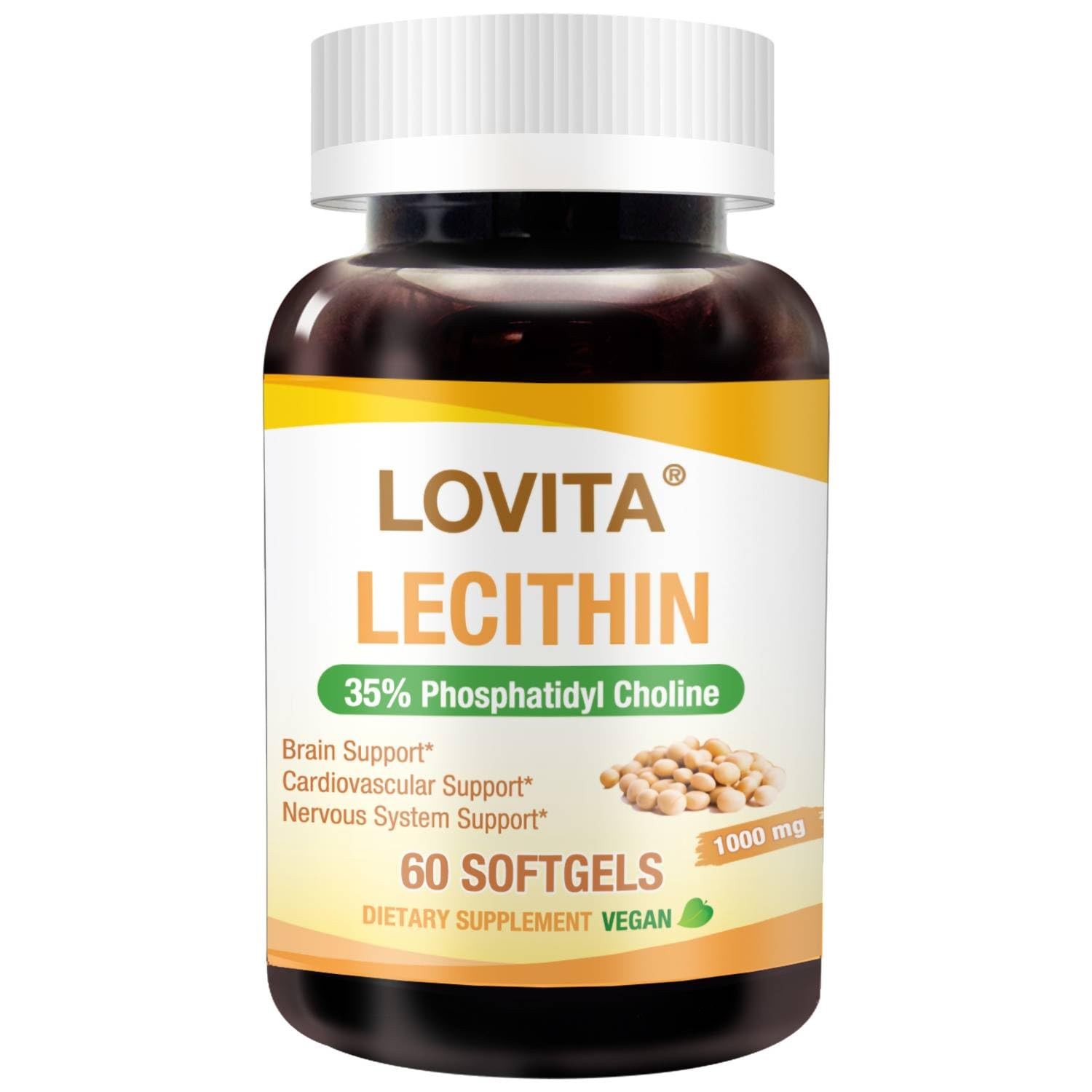 Lovita Lecithin, 1000mg per Softgel, 60 Count (Pack of 1), Standard Package