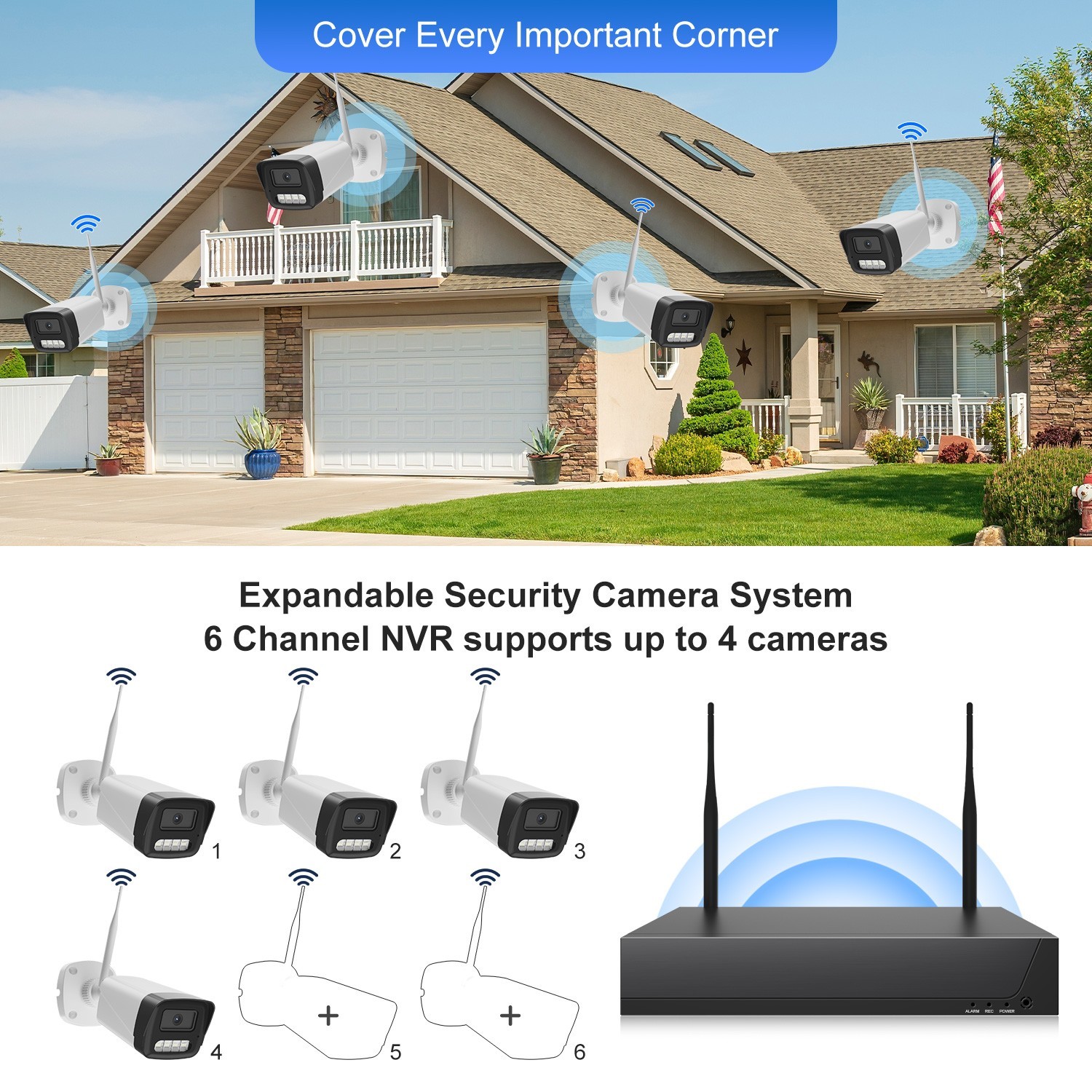 Wireless 10CH NVR 3MP WIFI Security Camera System 2 Way Audio AI Detection