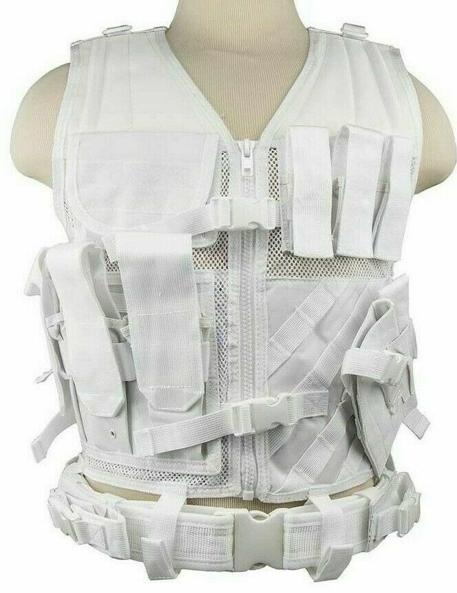 VISM Tactical Vest MED-2XL Crossdraw Tactical Shooting Rig Vest Duty Gear WHITE