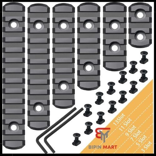 6 Pack Lock Picatinny Rail 3/5/7/9/11/13 Slot Set M-lok Picatinny Rail