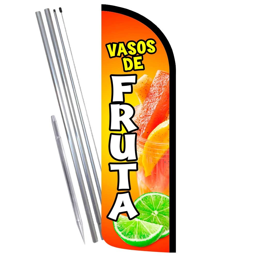 Vasos De Fruta Premium Windless Feather Flag Bundle (Complete Kit) OR Optional R