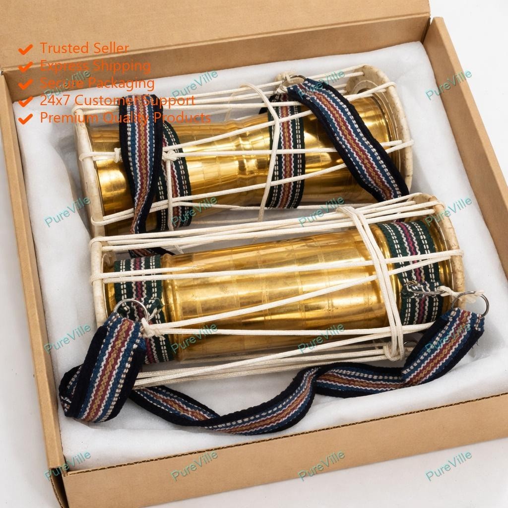 tamil nadu Musical Instrument used in temple festivals Brass Pambai set
