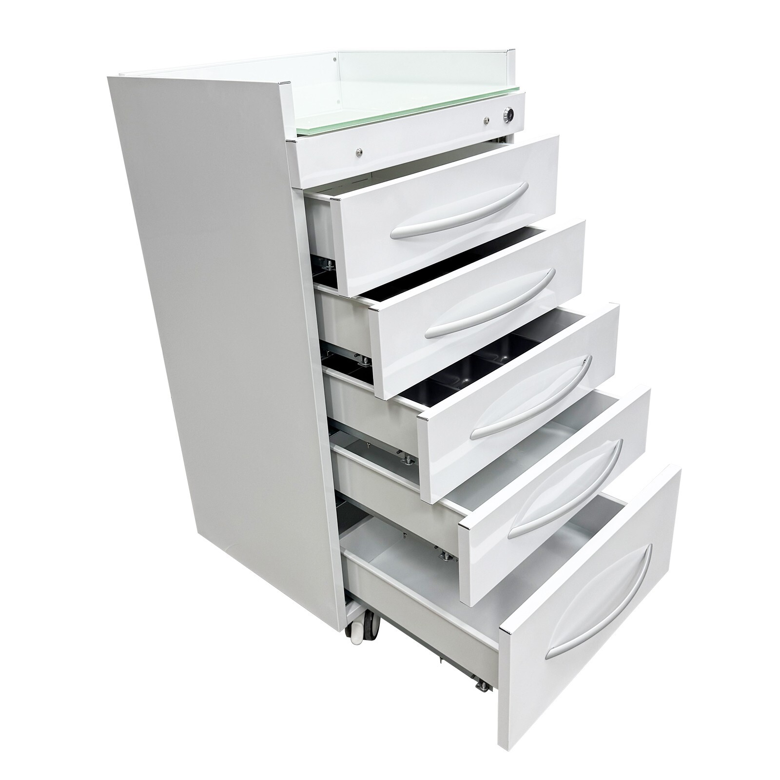 5DrawersDental Assistant's Mobile Cabinet Cart Medical Storage Trolley w/Divider