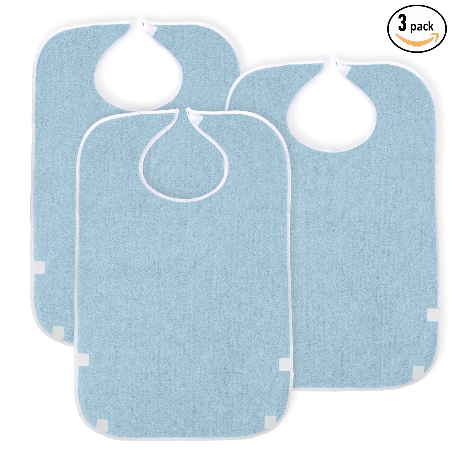WAVE 3 Pack Adult Bibs for Eating with Catch Bib-Washable Reusable Waterproof