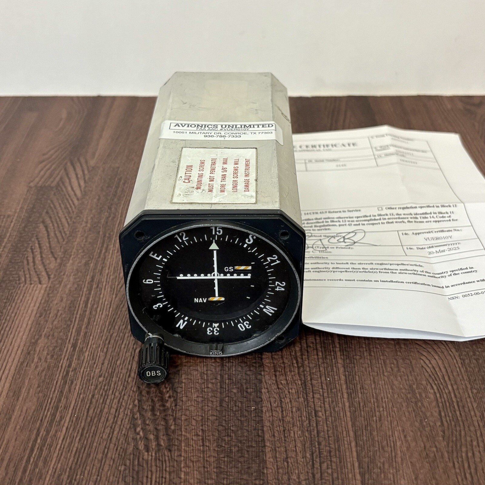 King KI 209 Indicator PN 066-3056-01 - Serviced With 8130-3