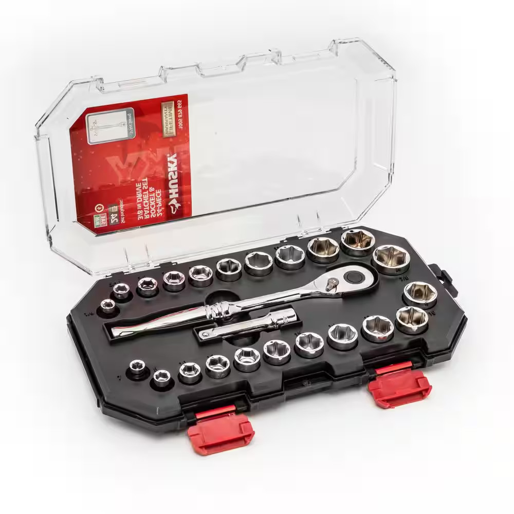 24-Piece Sae/Metric 3/8 In. Drive Ratchet and Socket Set with Case