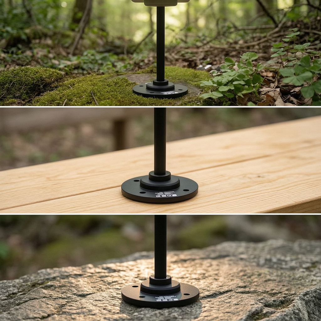 Black Aluminum Alloy Outdoor Light Pole Stand for Camping Lights with Flange