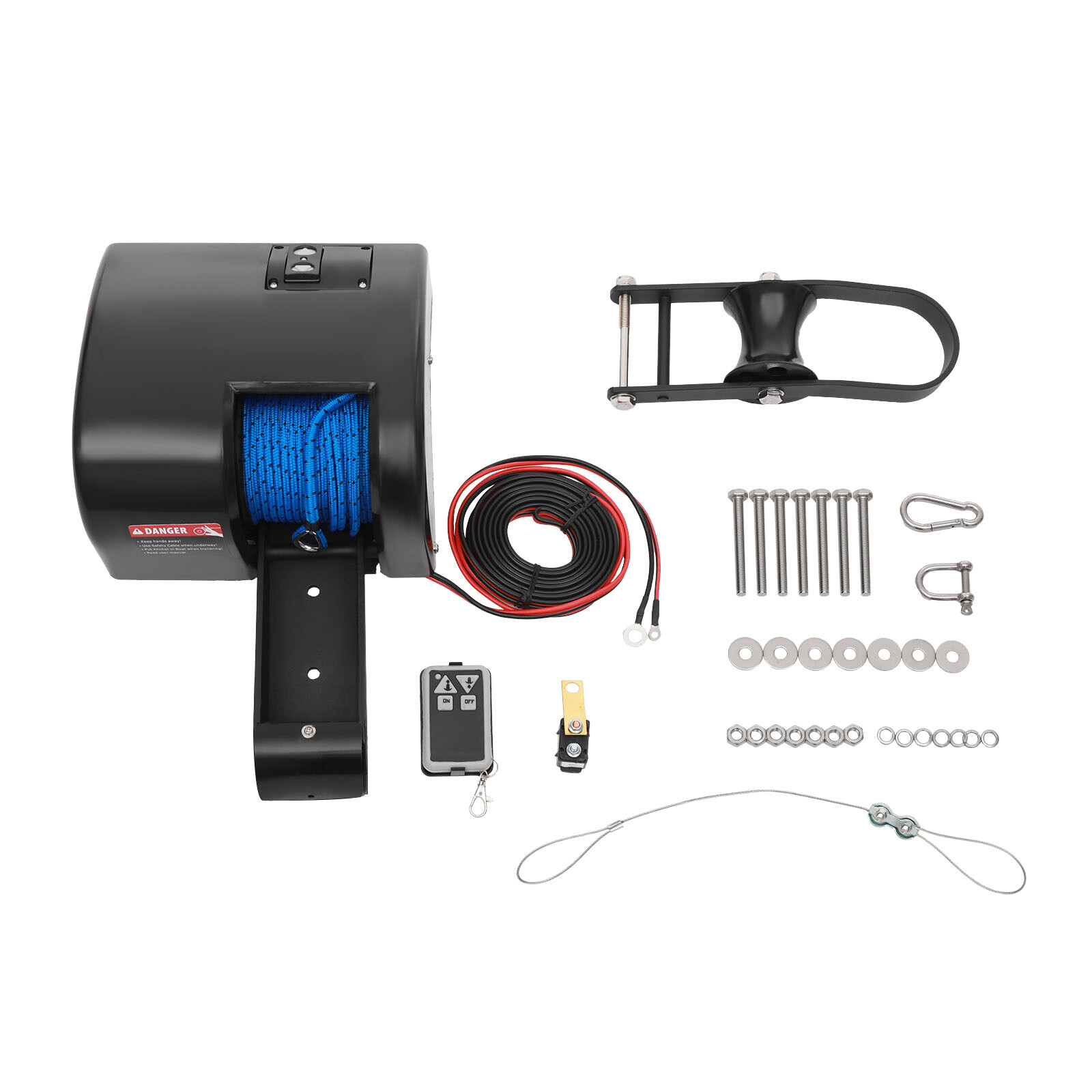 35 Lbs Boat Saltwater Electric Anchor Winch With Wireless Remote Control Black