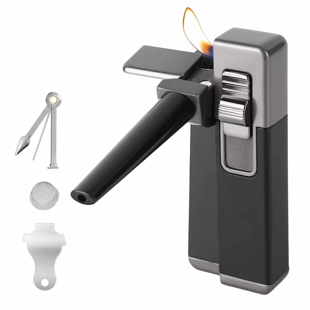 Portable Metal Lighter & Pipe Foldable Smoking pipe Multi-Functional Design