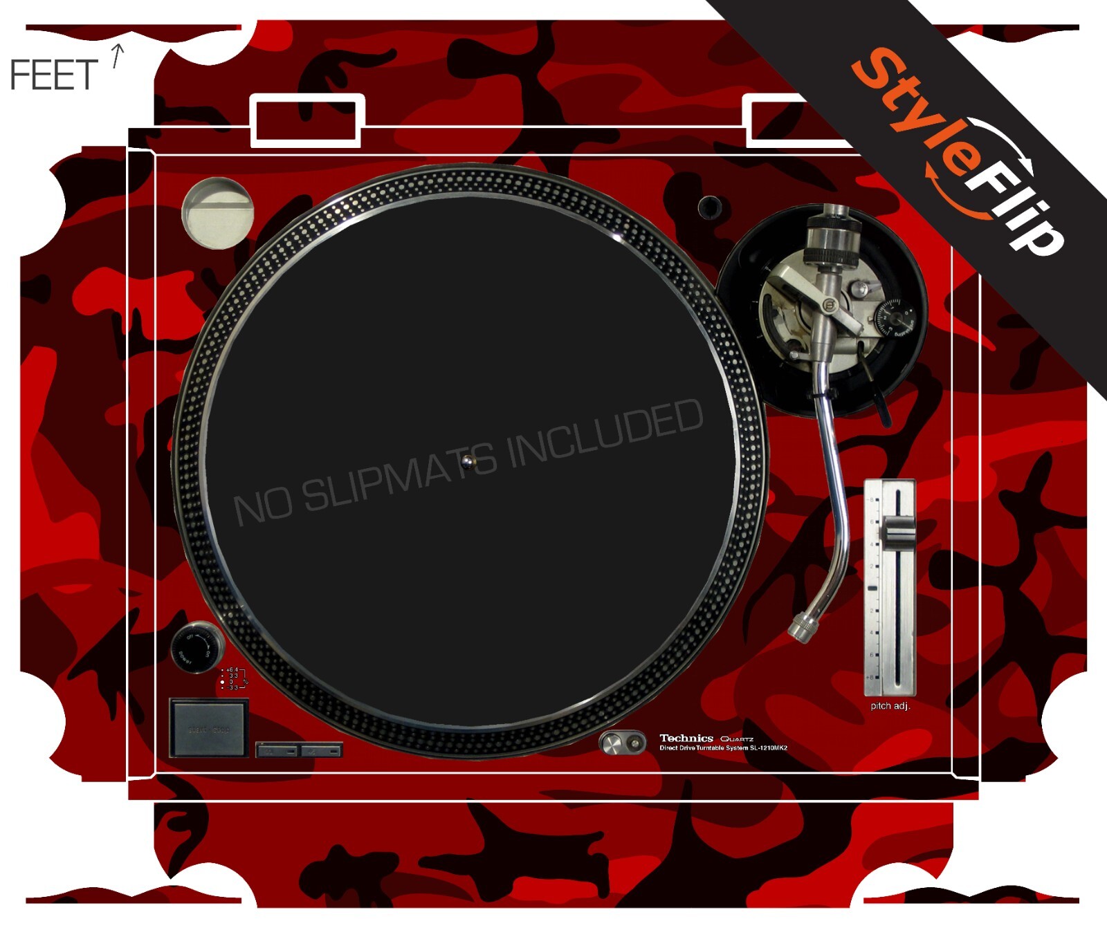 Technics SL-1210 MK2 Skin | Red Camo | Protective Decal | StyleFlip Skins