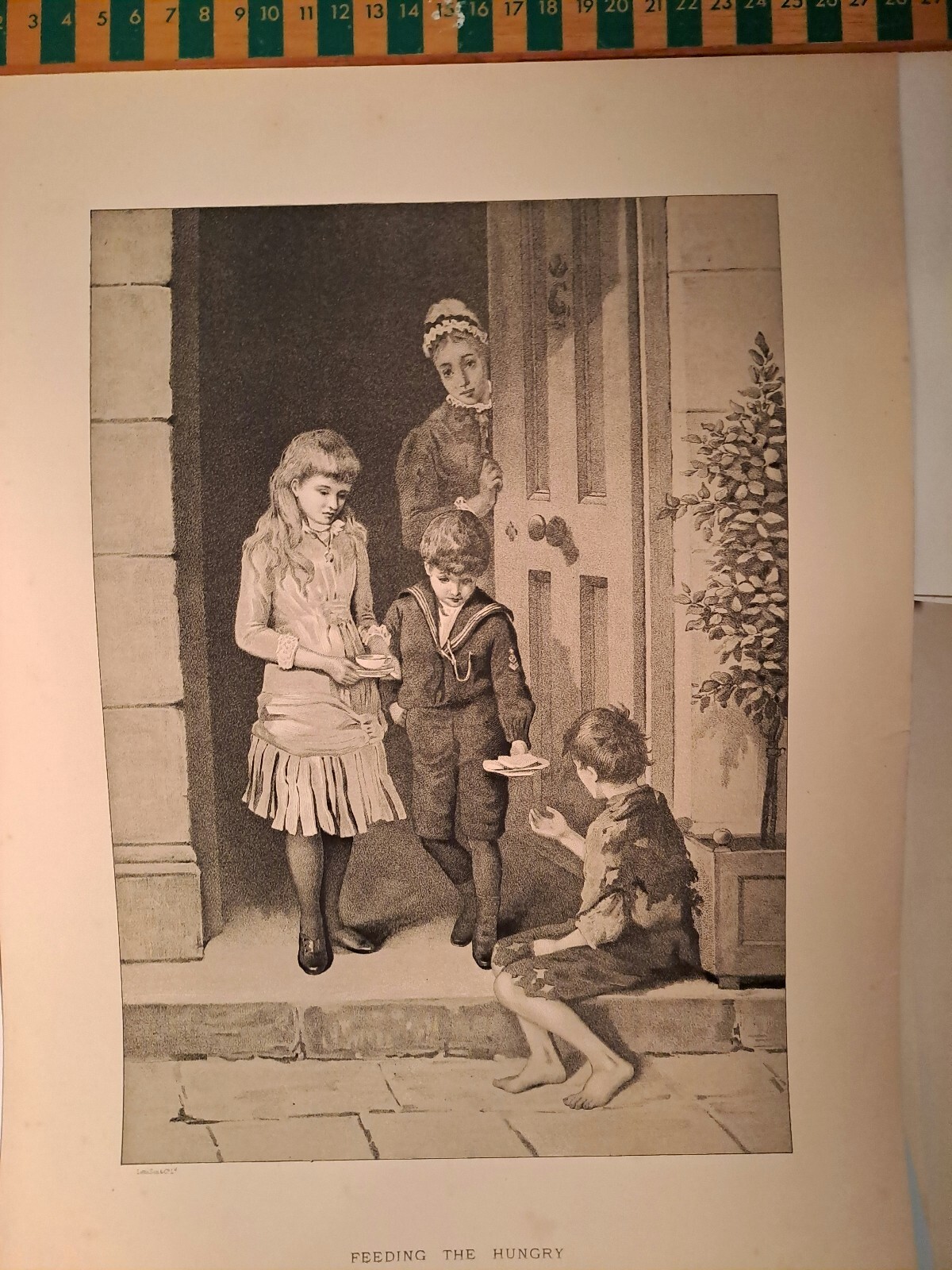 Victorian Letts Print, 'Feeding The Hungry' by Harriette Sutcliffe