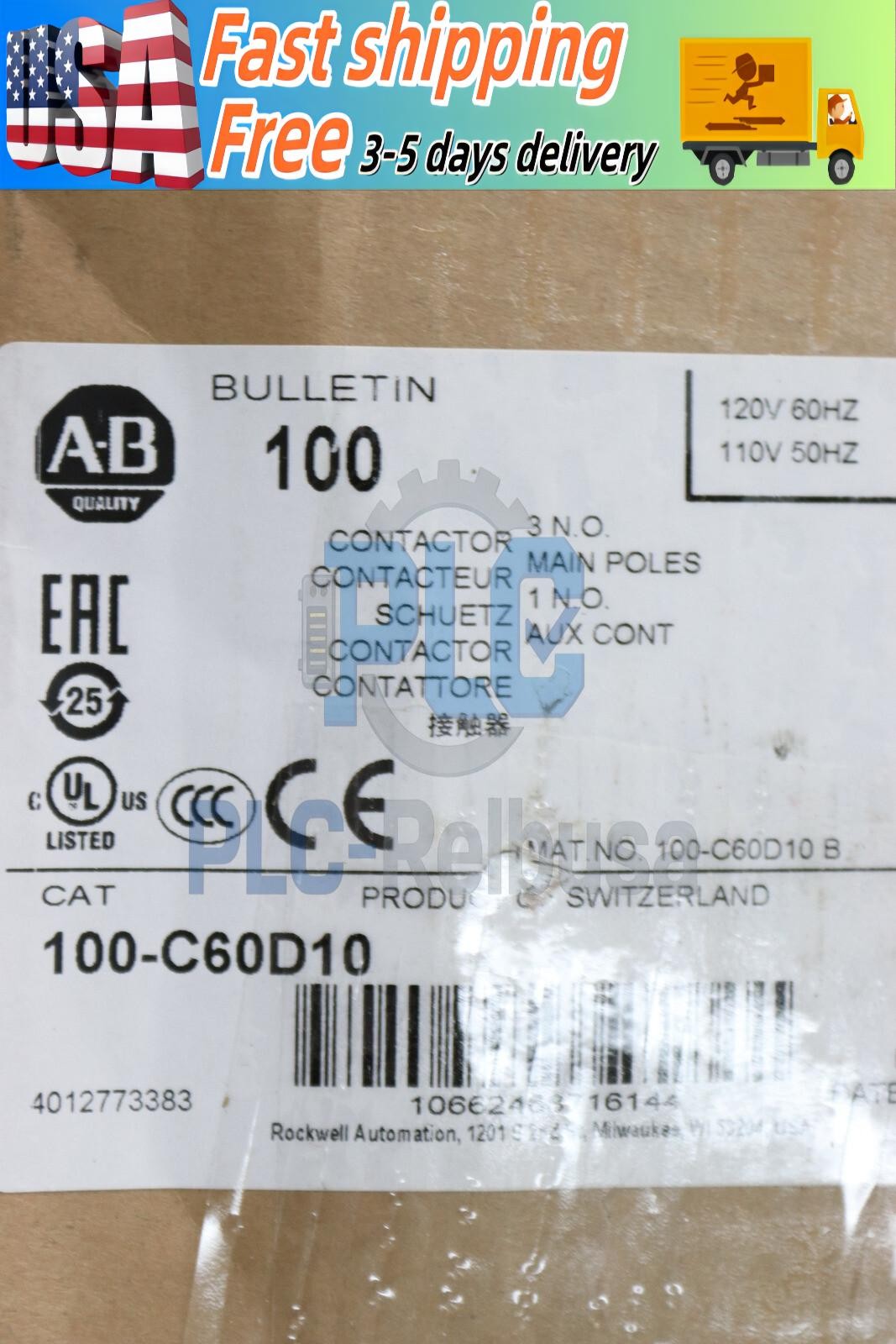 Allen-Bradley IEC Standar Contactor 60 AMP 120VAC 100-C60D10