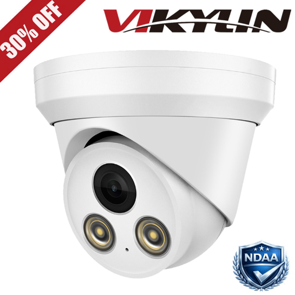 Vikylin 4MP Turret IP Camera PoE Full Color Metal w/ MIC H.265+ Human detection