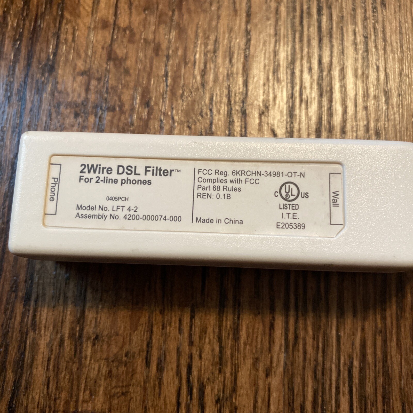 2Wire DSL Filter For Single-line Phones Model LFT4-2