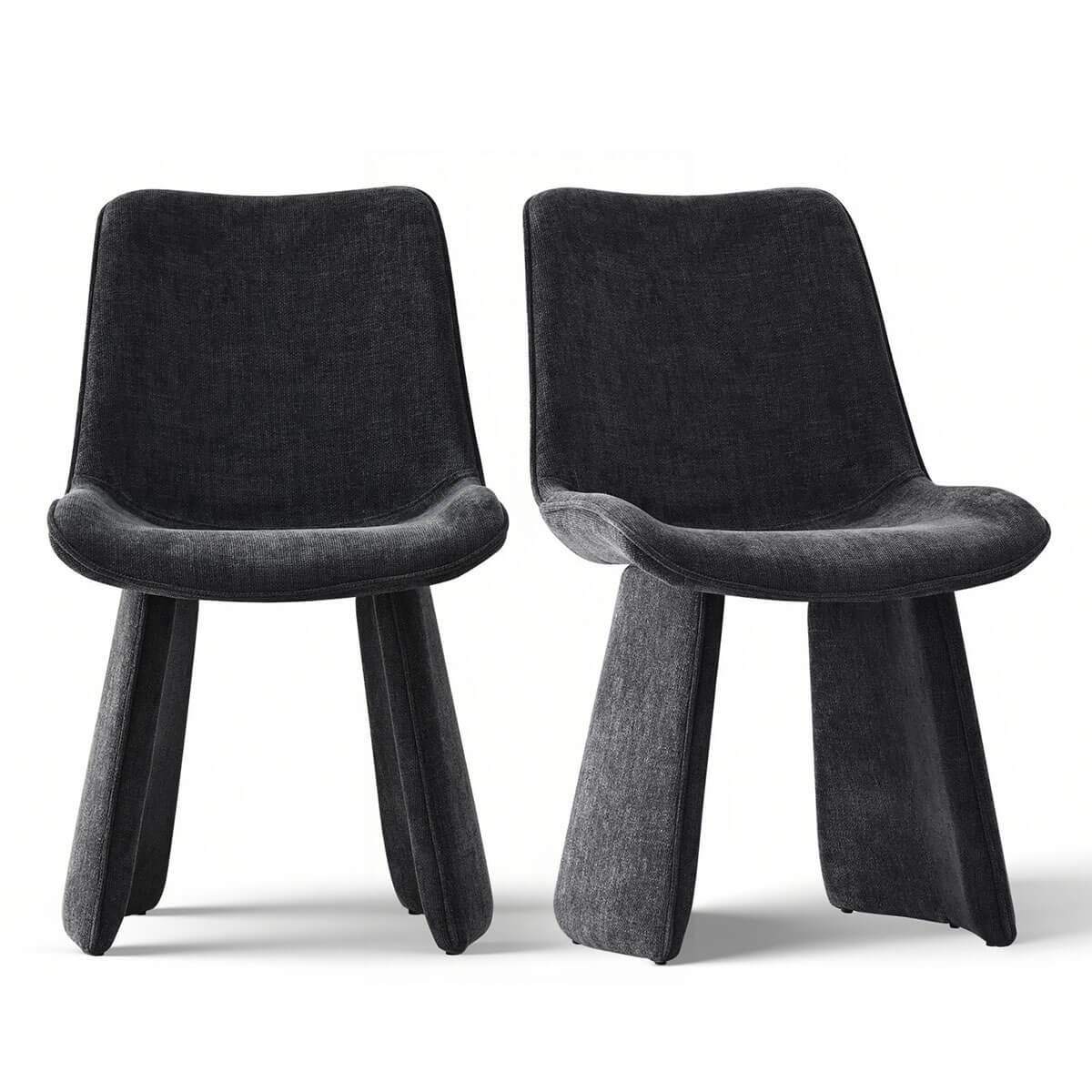 Set of 4 Black Modern Upholstered Dining Chair Chenille Fabric Accent Chair