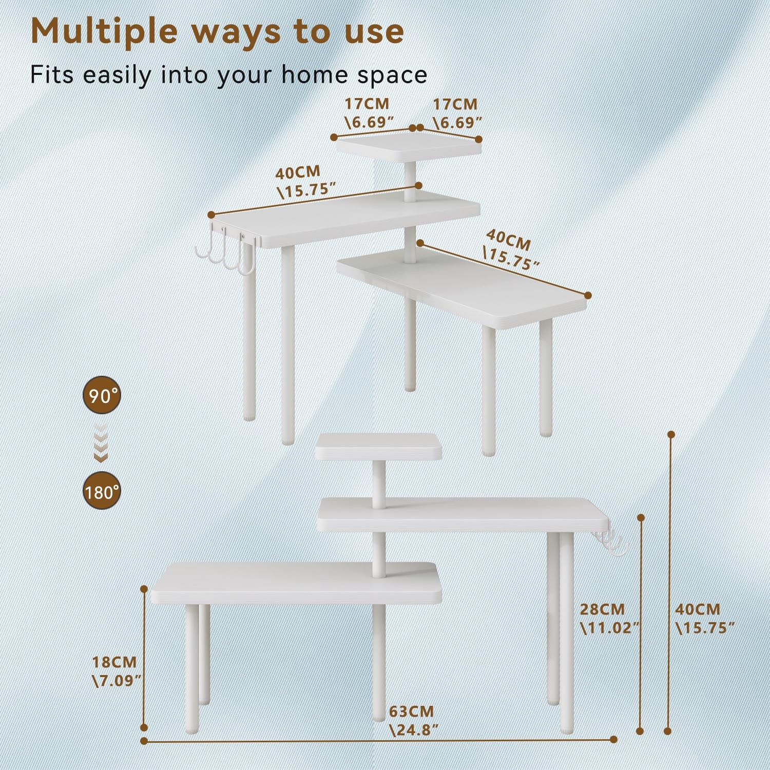 IBUYKE 3-Tier Spice Rack Kitchen,Rotating 1 pack (Improved), White