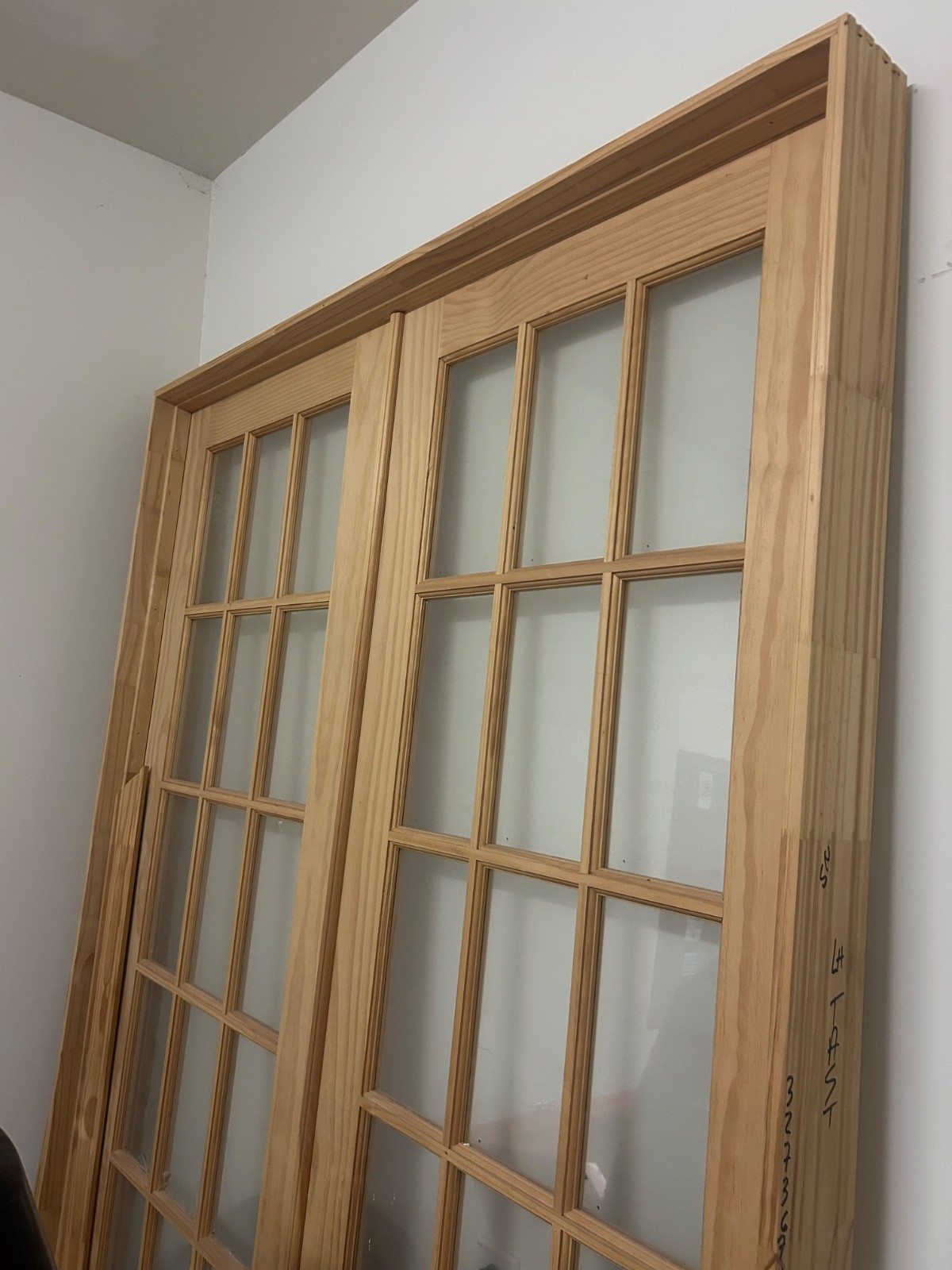 95" X  61" Unfinished Pine Wood 15-lite Clear glass Interior French Doors