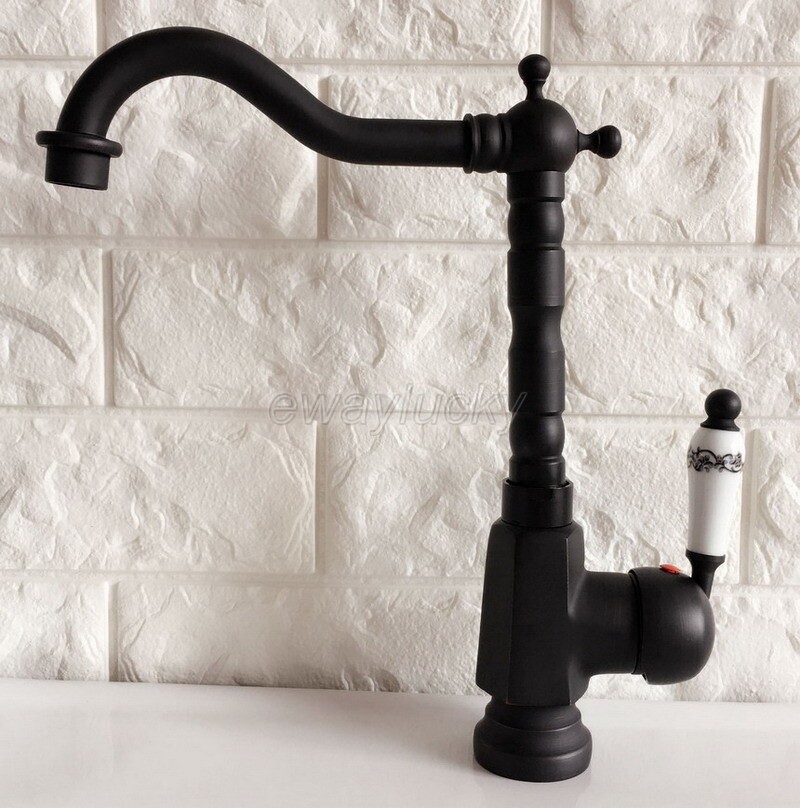 Oil Rubbed Bronze Swivel Spout Kitchen Single Handle Hole Sink Basin Faucet