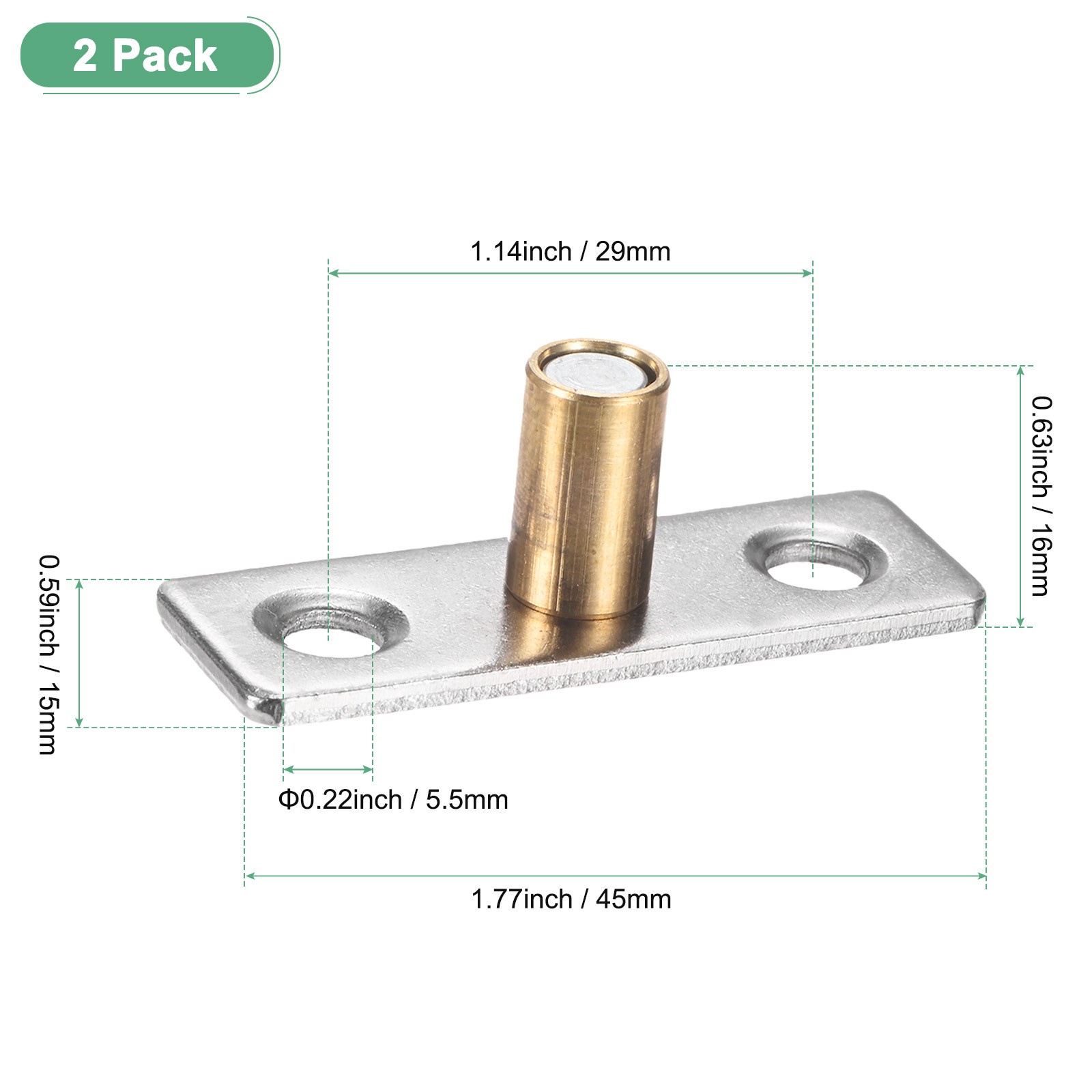 2-Pack Roller Guide Sliding, 5.5mm/0.22" Dia Sliding Floor Guide [Gold]
