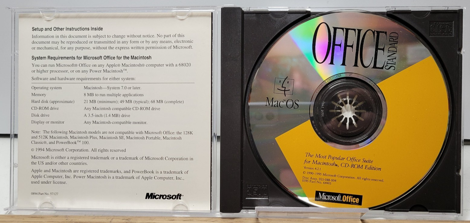 Microsoft Office 4.2.1a Standard for Macintosh Mac OS Classic