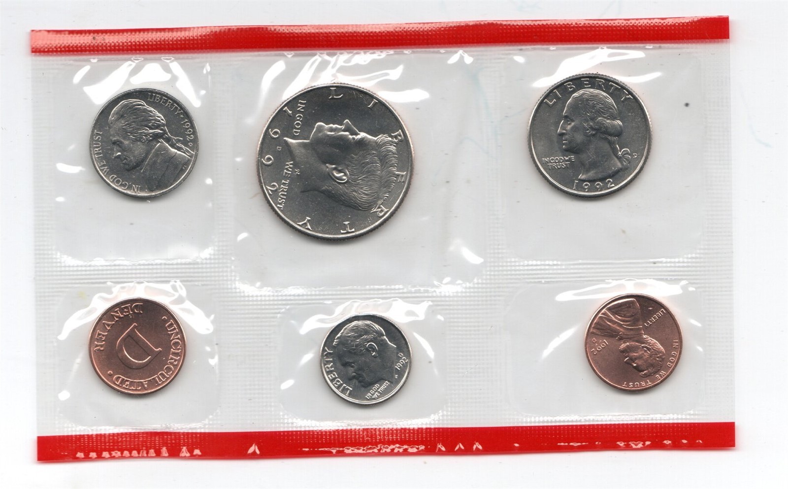 1992 US DENVER HALF OF US MINT SET UNCIRCULATED COINS