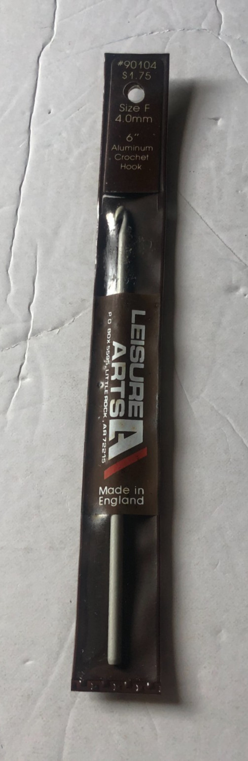 Leisure Arts Aluminum Crochet Hook Size F 4.0mm NEW NIP 90104 6" Crochet Hook