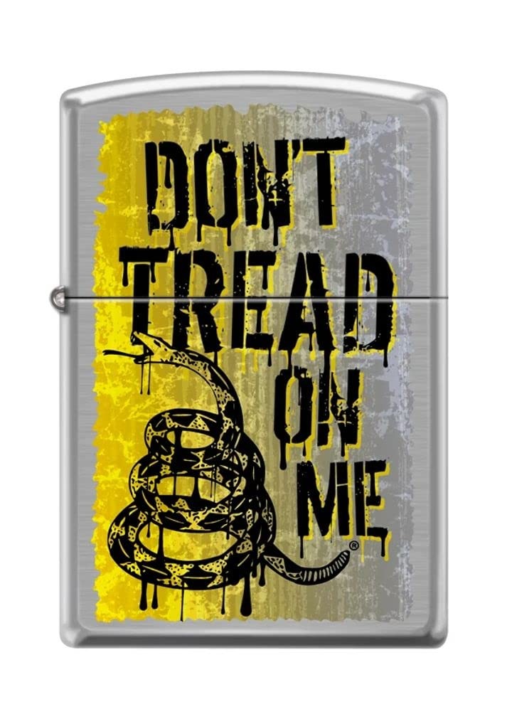 Zippo Lighter- Personalized Message for Don't Tread On Me Brushed Chrome #Z5236
