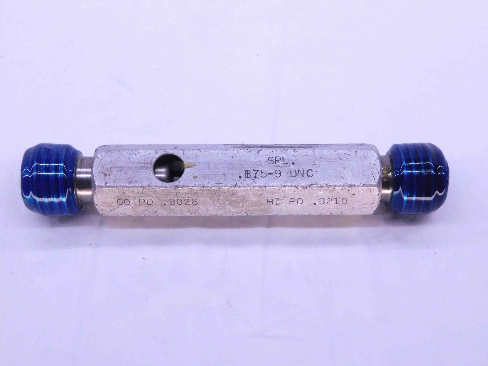 7/8 9 UNC SPECIAL THREAD PLUG GAGE .875 .8750 GO NO GO P.D.'S = .8028 & .8218