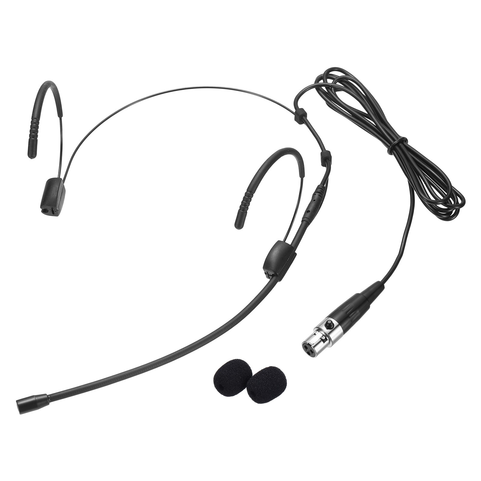 Headset Microphone Dual Over-Ear Set Hanging with Mini XLR 3 Pin Plug, Black
