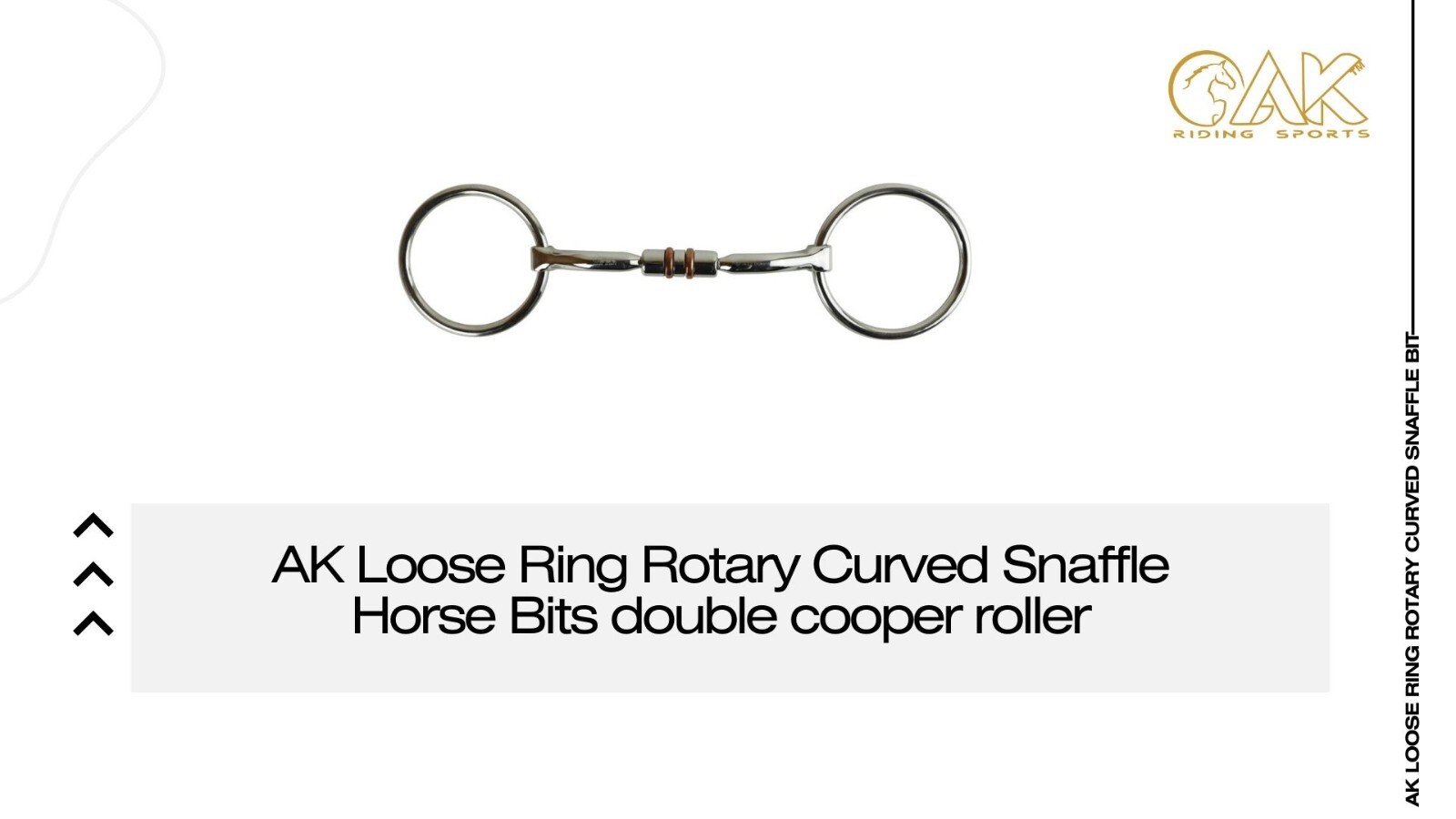 AK Loose Ring Rotary Curved Snaffle Horse Riding Bit with Double Cooper Roller