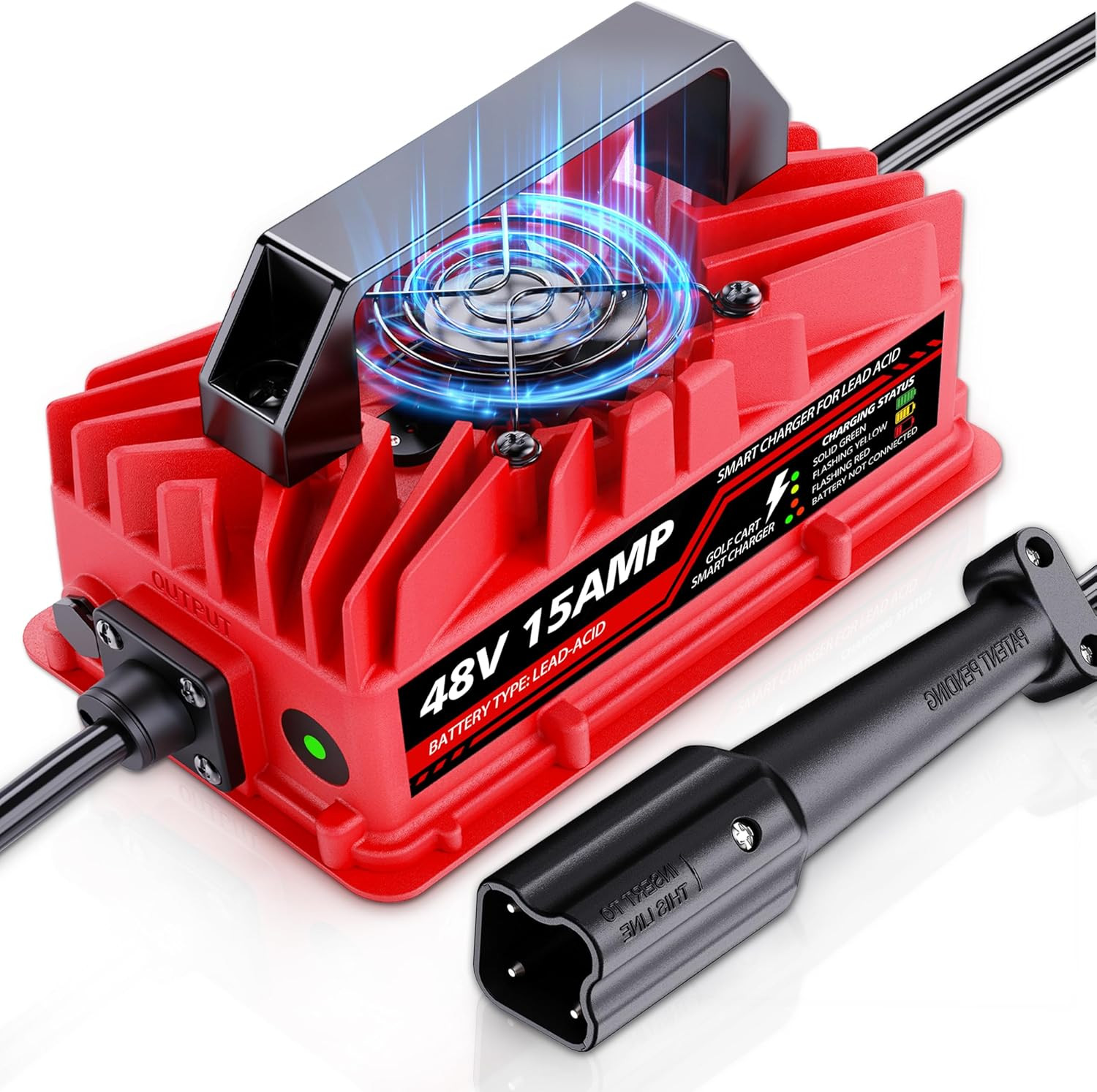 15 Amp 48 Volt Golf Cart Battery Charger for Yamaha G29 Drive & Drive 2-3-Pin Le