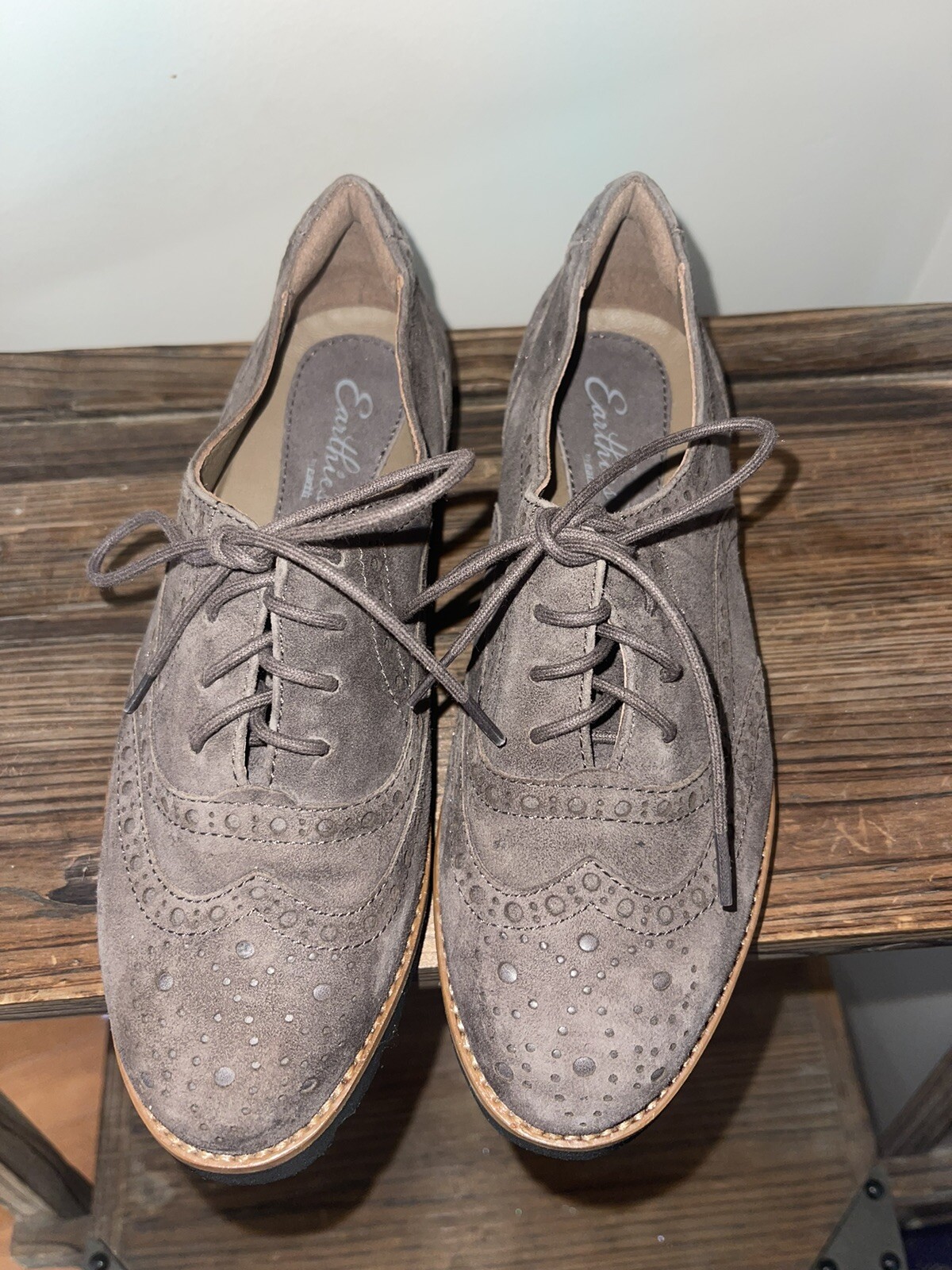 Earthies Santana Suede Leather Shoes Slate Gray Womens Sz 6 NEW