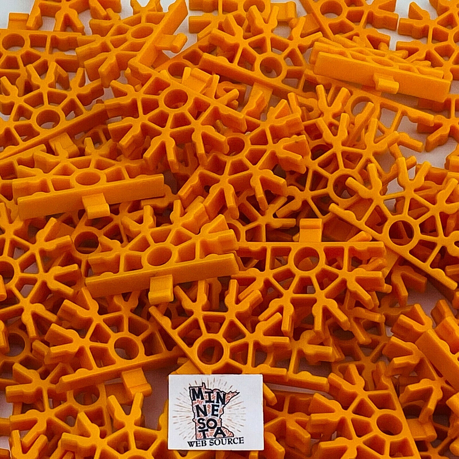 (100) K’NEX Orange Track Connectors – 5‑Way with Tab – USED OEM – Standard