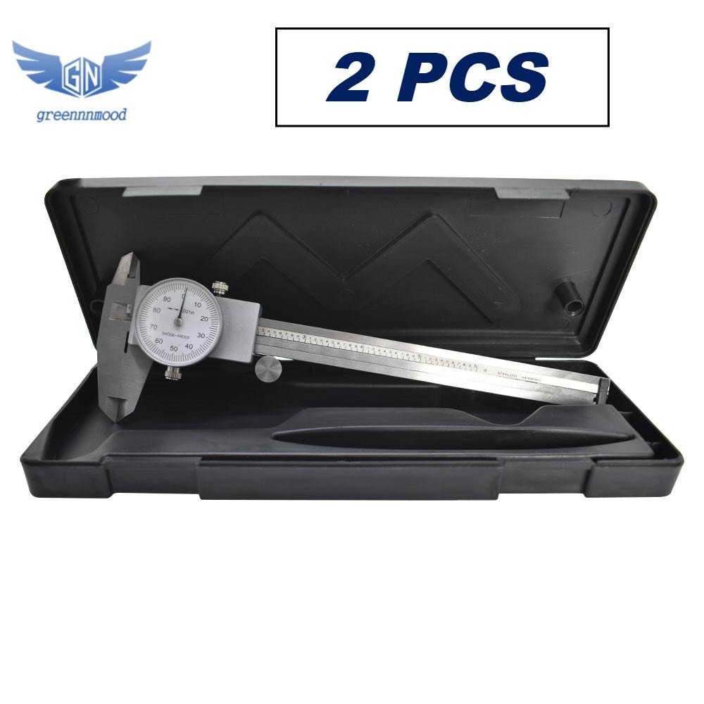 6"/0.001" Premium Precision Dial Calipers Carbon Steel Shockproof 2 Pack