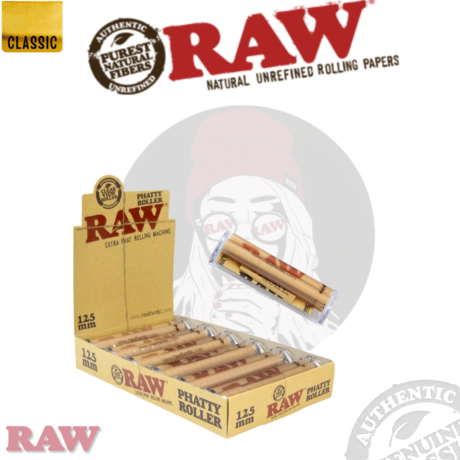 Raw Extra Phatty Rolling Machine 125 mm Box - 6ct Display | Official RAW Rolling